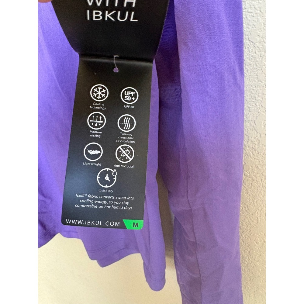 NWT IBKUL 80000 Long Sleeve Zip Mock Neck Top Plum Purple Icefil UPF 50 Medium - Picture 6 of 7